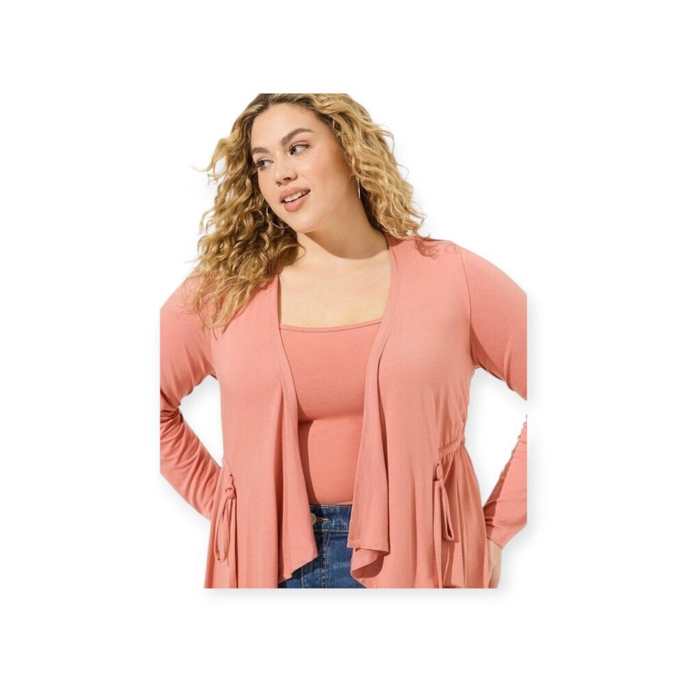 Torrid Super Soft Cinch Front Drape Cardigan Desert Sand Size 1 NWT Plus Size